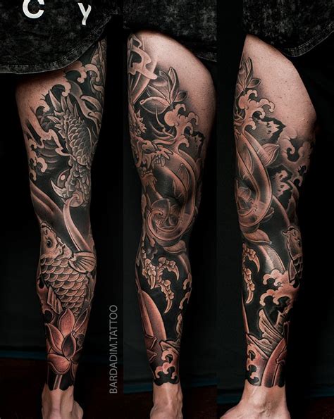 asian leg tattoos|traditional japanese tattoo leg sleeve.